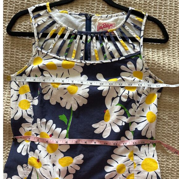 Lilly Pulitzer Originals White Tag Dress Size 2 Navy Daisy Floral Sleeveless - Picture 4 of 7